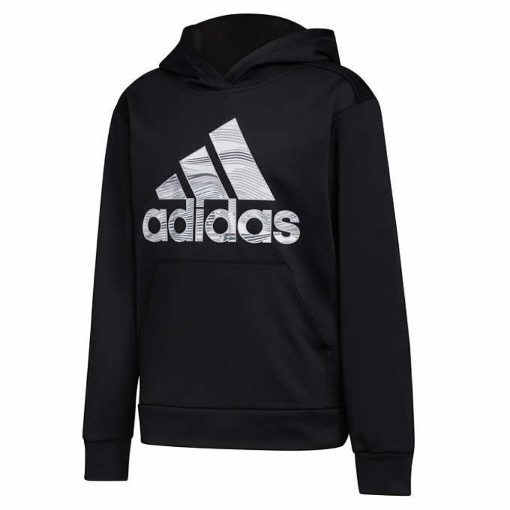 NWT - adidas Youth Black fleece hoodie with Gray fill design in adidas - Size M